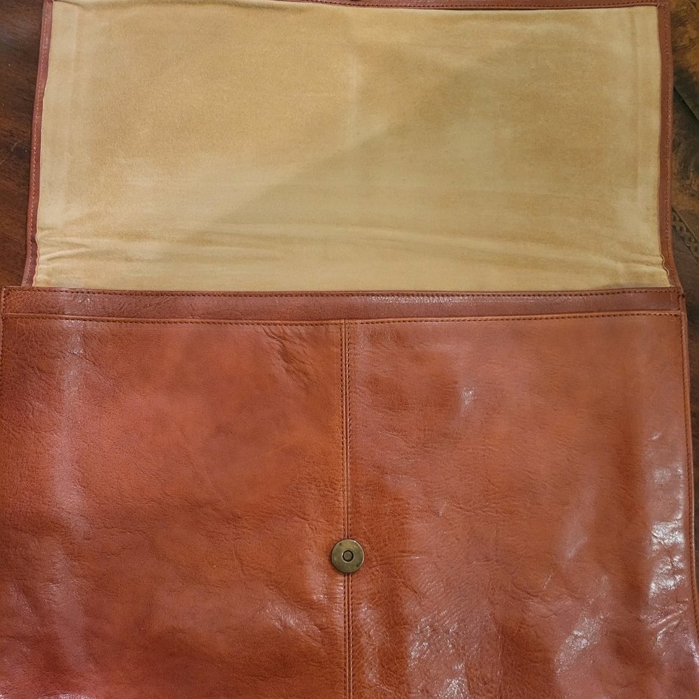 Oroton Australia vintage genuine cowhide leather oversize brown clutch portfolio - Picture 5 of 6